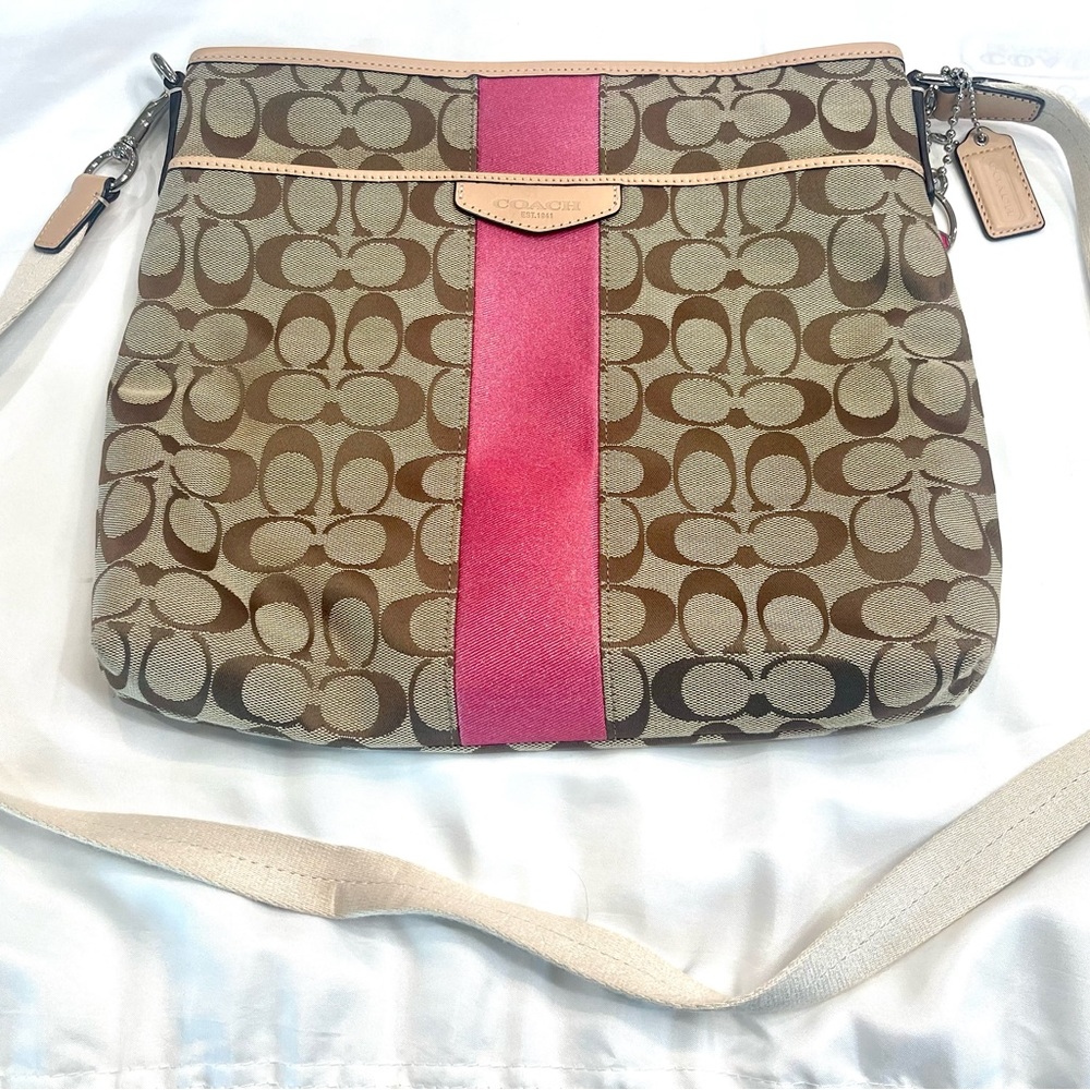 Coach Purse pink stripe. Excellent used condition.